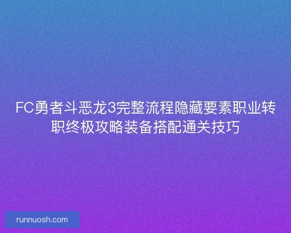 FC勇者斗恶龙3完整流程隐藏要素职业转职终极攻略装备搭配通关技巧