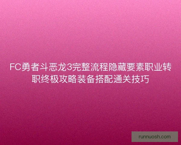 FC勇者斗恶龙3完整流程隐藏要素职业转职终极攻略装备搭配通关技巧